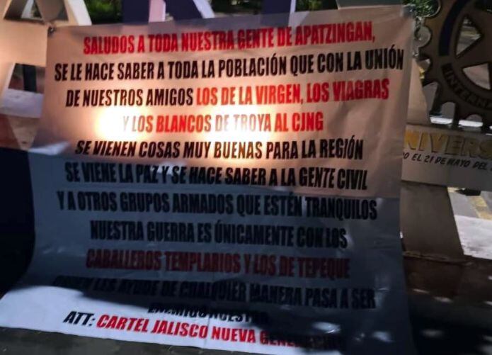 CJNG revela alianza con Los Viagras en Apatzingán, Michoacán