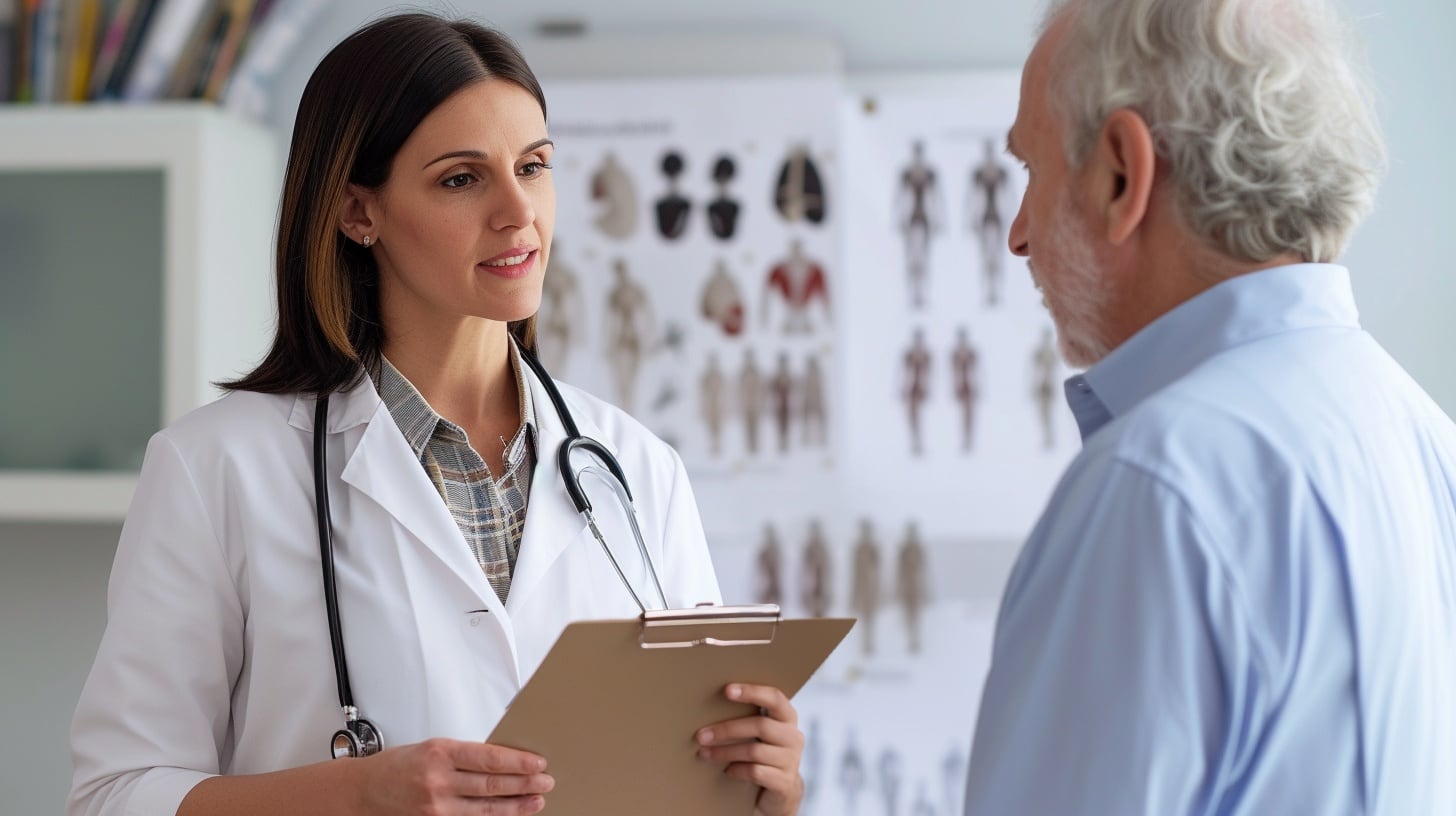 Una médica y su paciente hombre en un consultorio - (Imagen Ilustrativa Infobae)