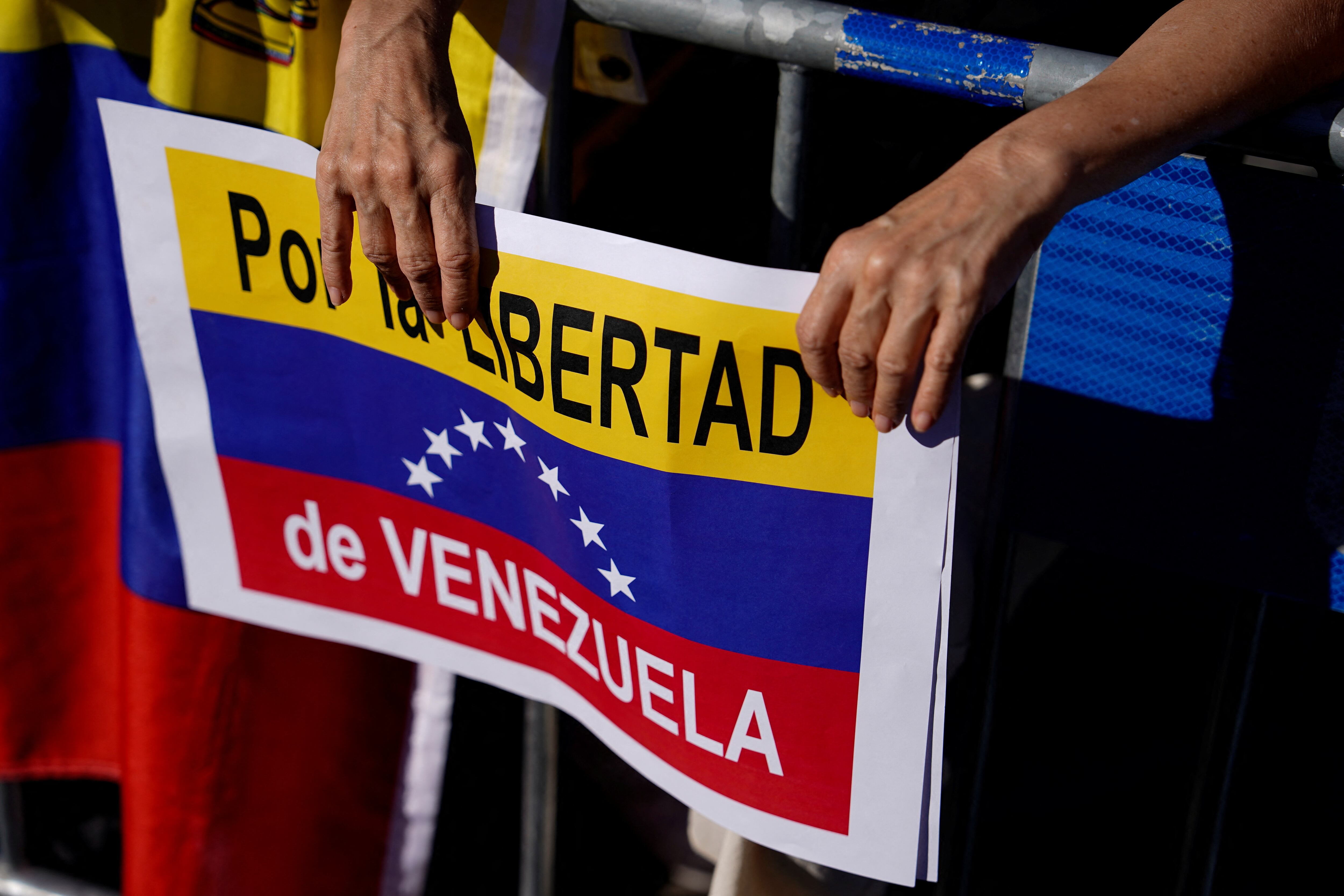 La gente salió con carteles y banderas 