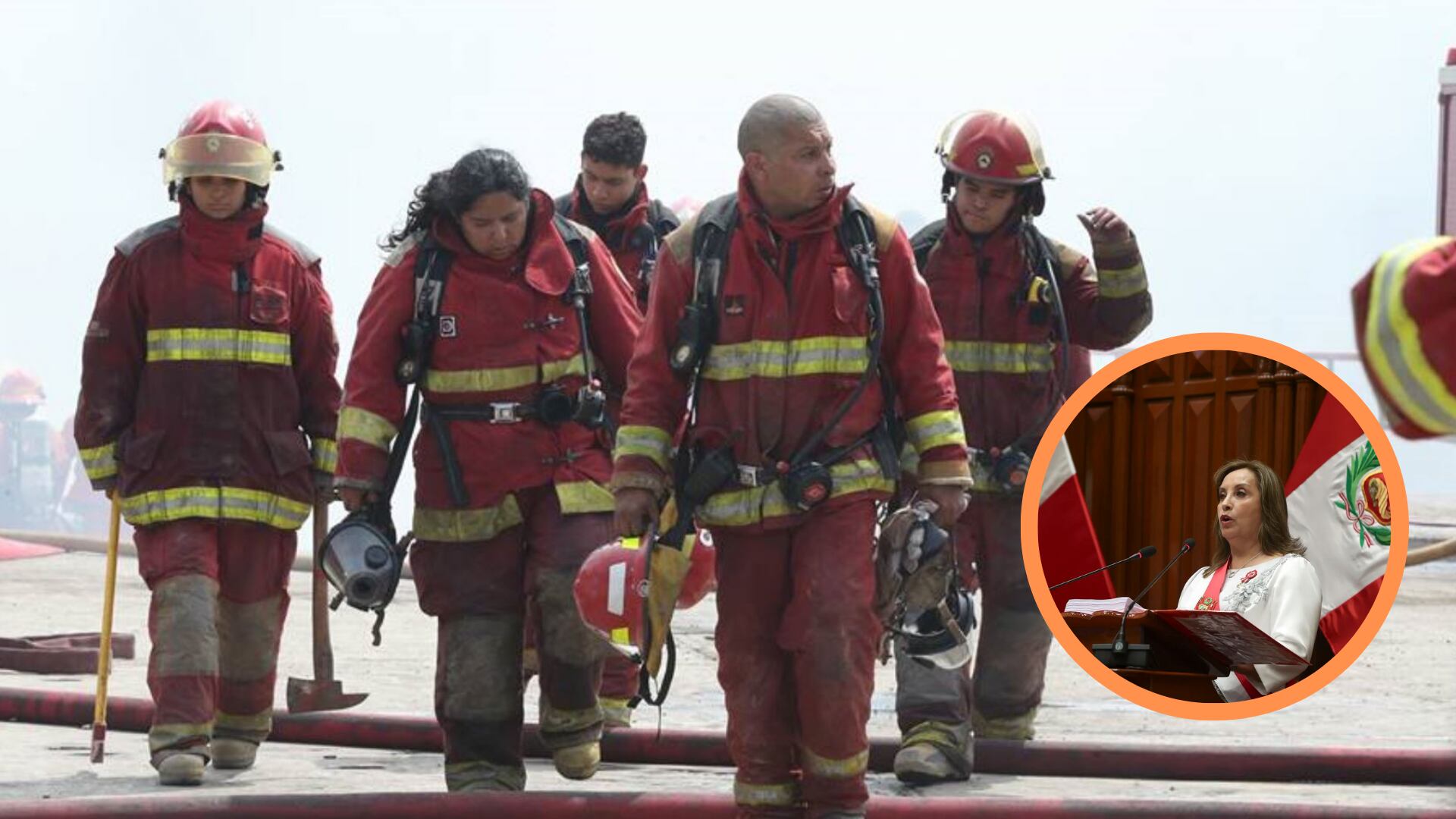 Se mencionaron a los bomberos solo de manera general durante el discurso. (Composición: Infobae / Andina)