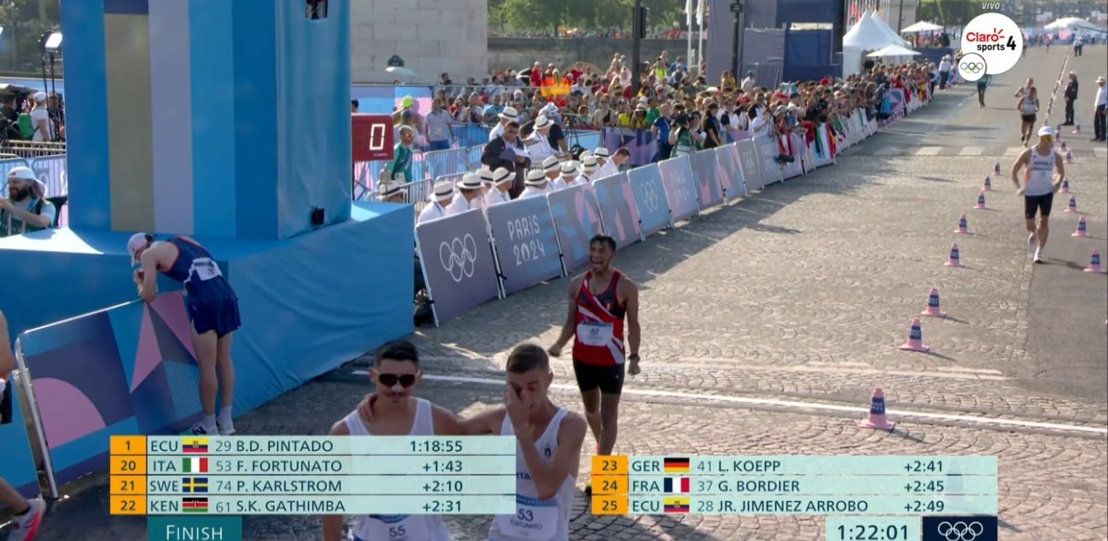 Luis Henry Campos terminó la prueba masculina de marcha 20 km en el puesto 26.