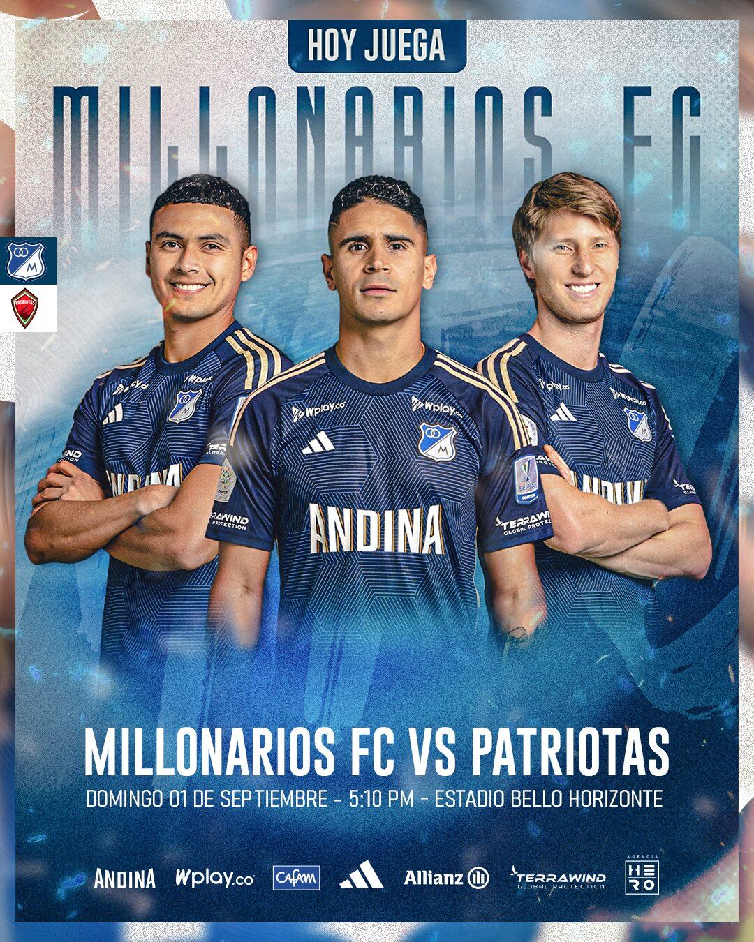 Afiche de Millonarios para promocionar el partido ante Patriotas en Villavicencio - crédito Millonarios FC