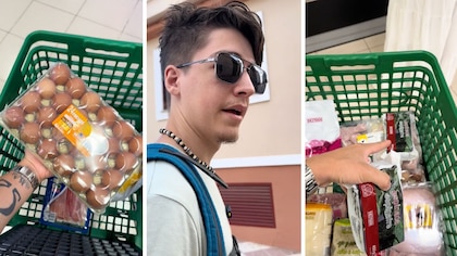 Un argentino mostró cuántos productos pudo comprar en un supermercado de España con 100 euros