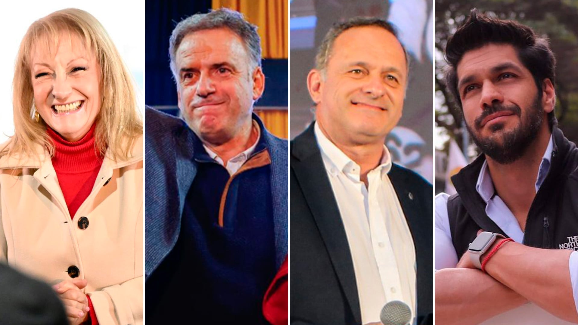 Los precandidatos favoritos a ganar las elecciones primarias Carolina Cosse, Yamandú Orsi, Álvaro Delgado y Andrés Ojeda