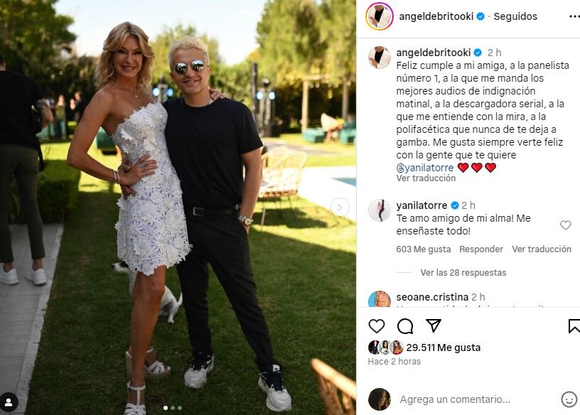 El mensaje que Ángel de Brito le escribió a Yanina Latorre por su cumpleaños (Instagram)