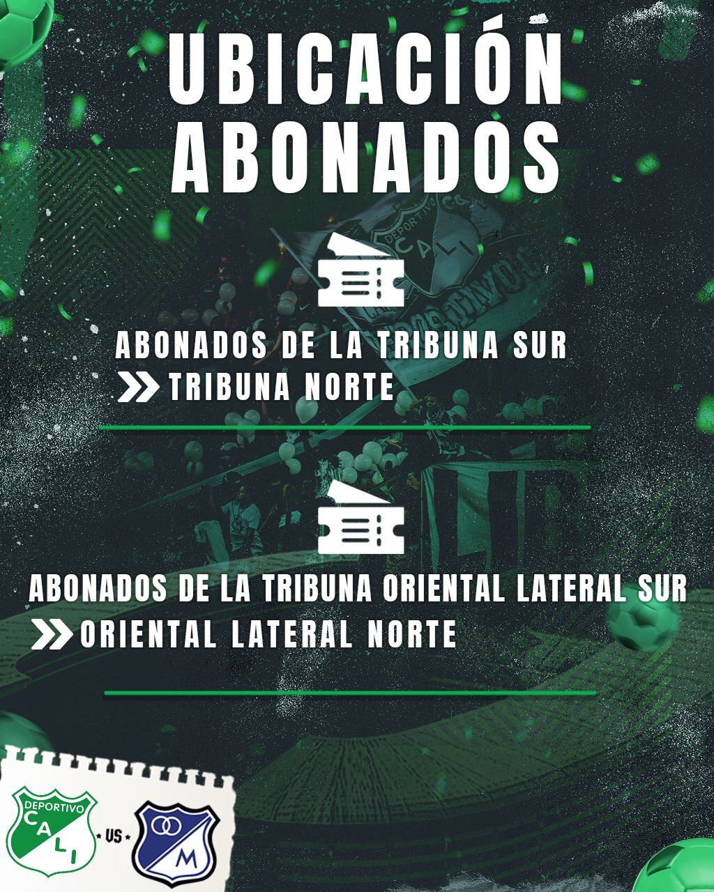 Estas son las ubicaciones para los abonados del Deportivo Cali que quieran ir al estadio - crédito @AsoDeporCali / X