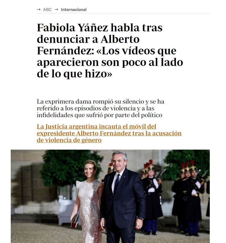 Repercusiones internacionales de la entrevista a Fabiola Yañez ABC España