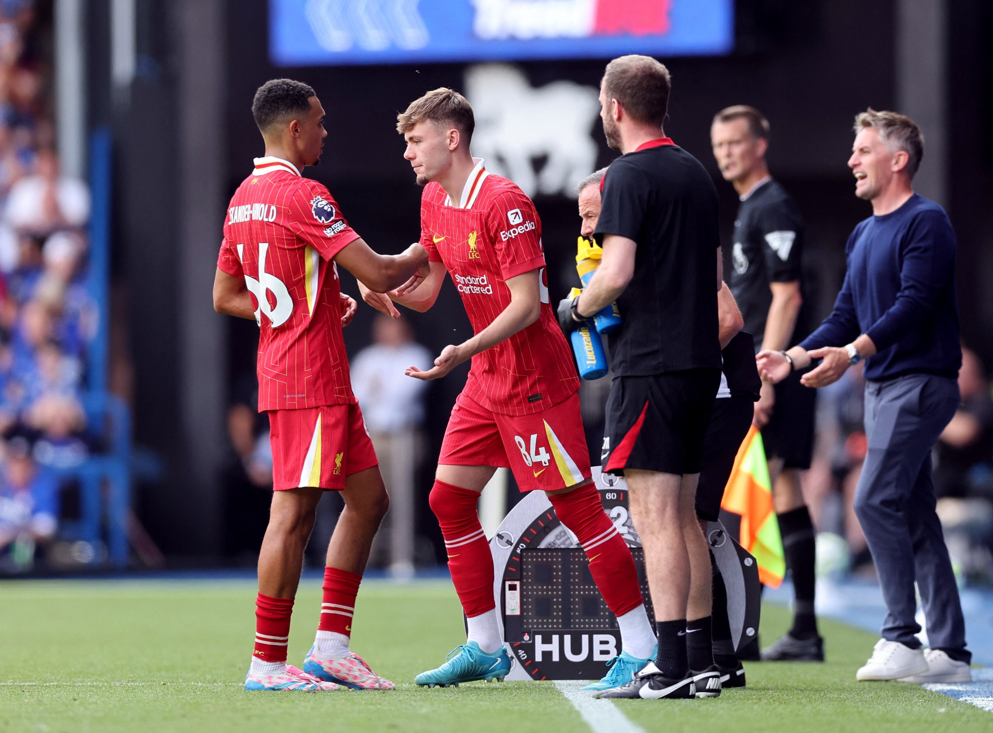 El momento que entra Conor Bradley por Trent Alexander-Arnold en el Ipswich 0-2 Liverpool-crédito David Klein/REUTERS 