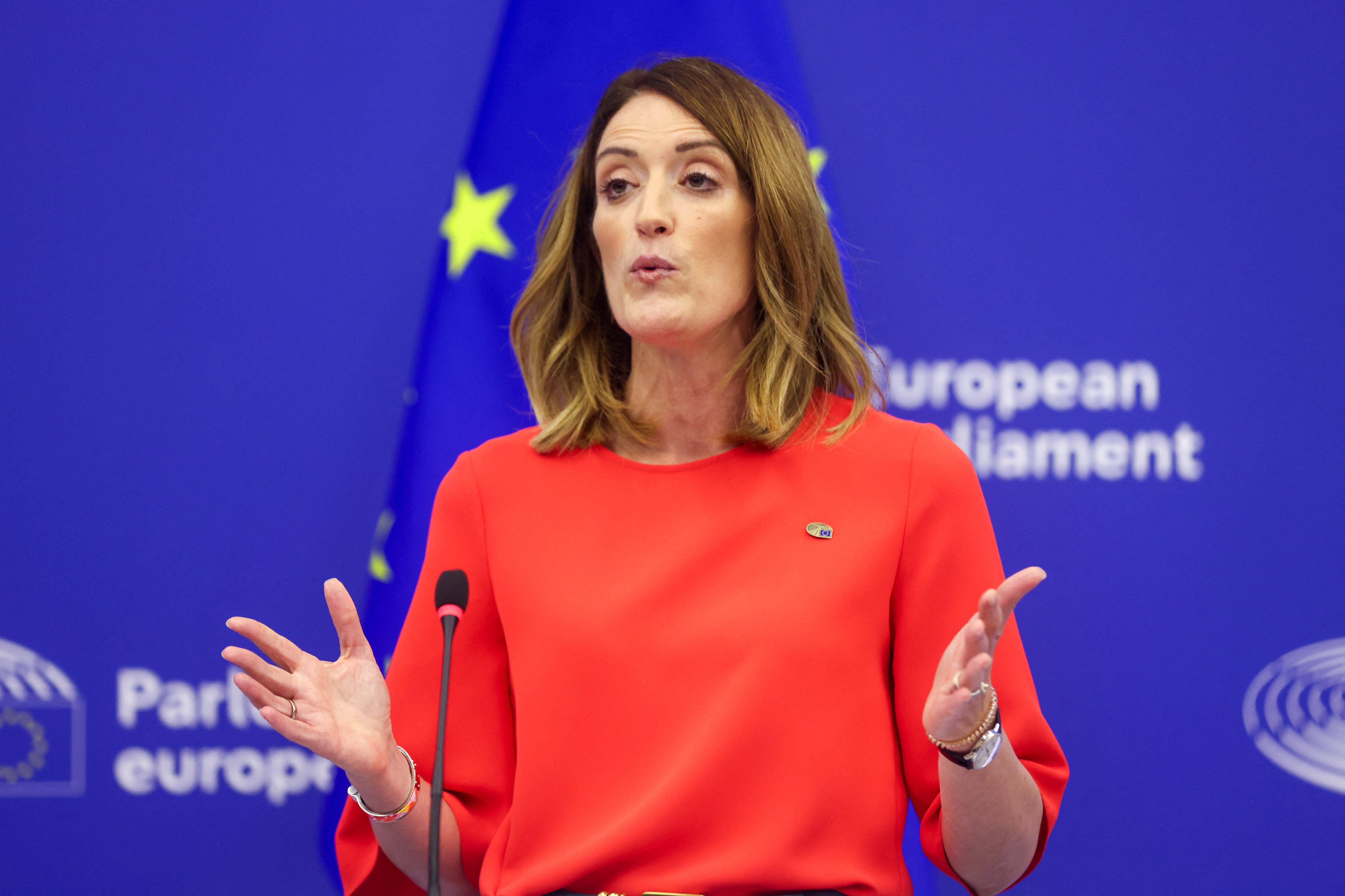 Roberta Metsola, presidenta del Parlamento Europeo (REUTERS/Johanna Geron)