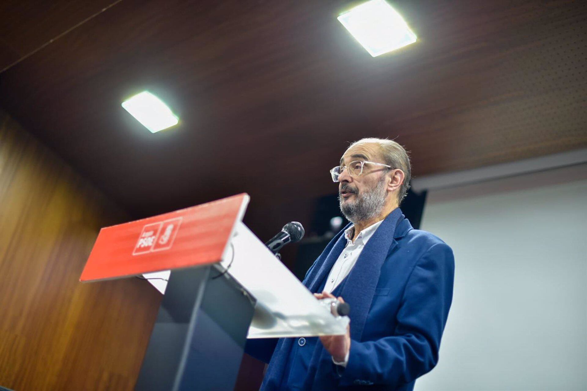 El secretario general del PSOE Aragón, Javier Lambán, en un acto del partido en Alcañiz. (PSOE ARAGÓN/Europa Press)
