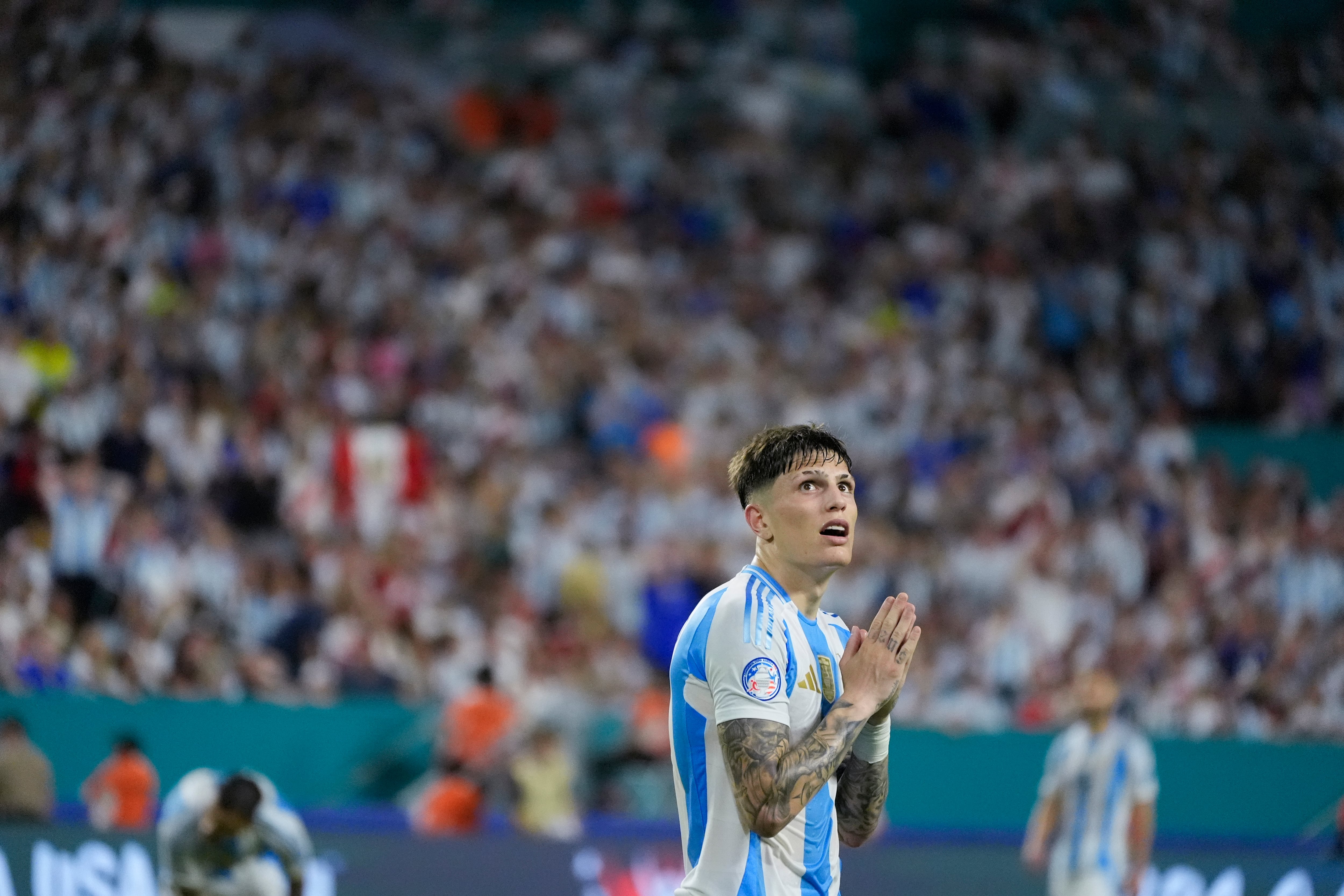 Alejandro Garnacho disputó seis partidos con la selección argentina (AP Foto/Rebecca Blackwell)