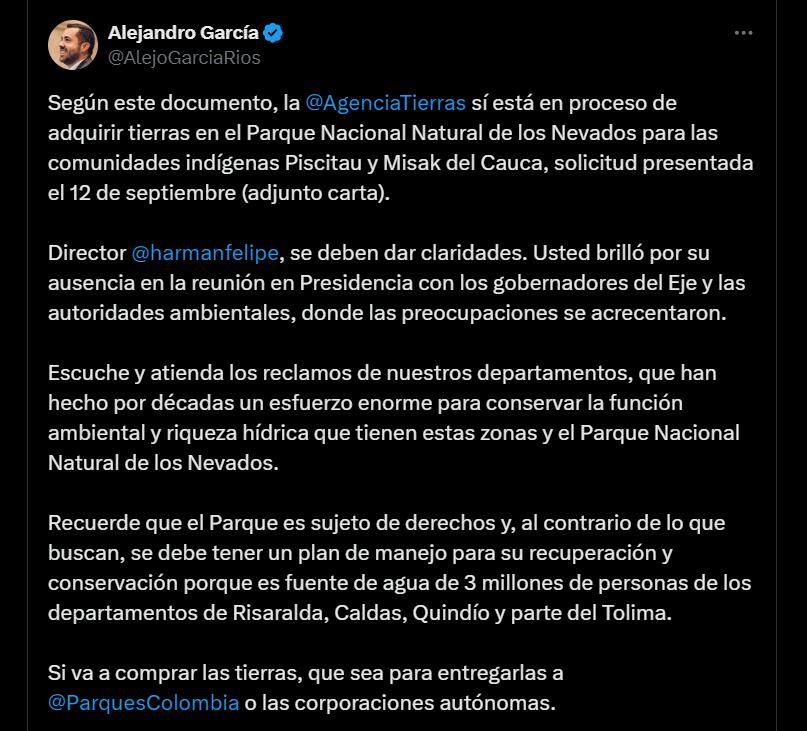 Denuncia de Alejandro García - crédito @AlejoGarciaRios/X