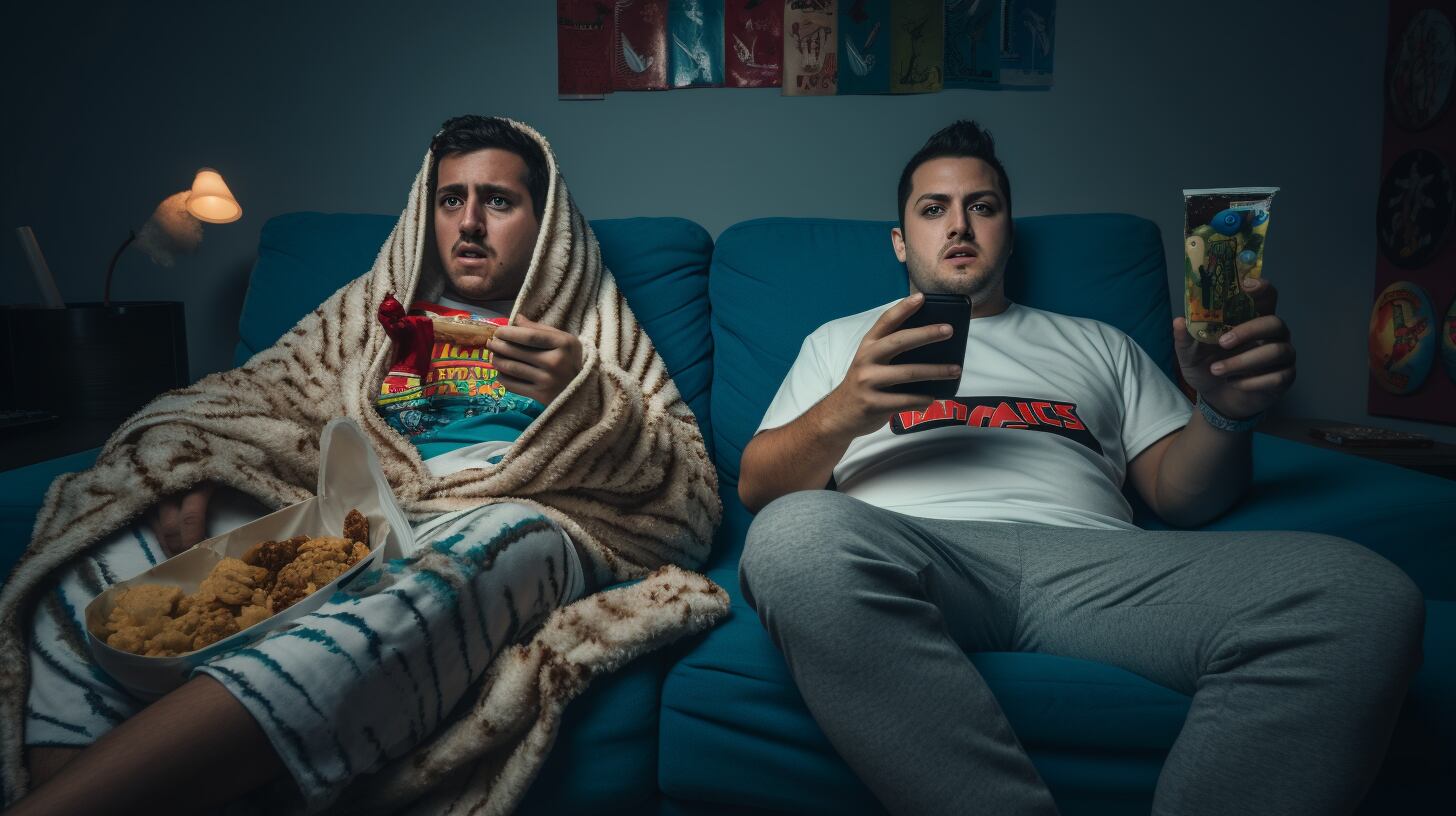 parejas amigos viendo netflix streaming control remoto tv television - visualesIA