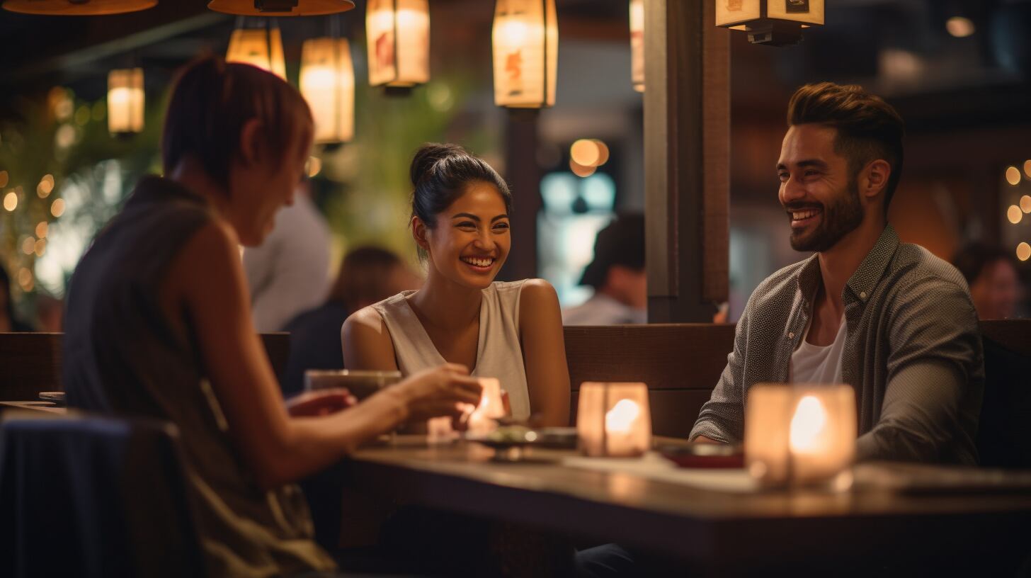 Amigos compartiendo una cena en un restaurante japonés, experimentando la autenticidad de la gastronomía asiática y la cultura japonesa. (Imagen ilustrativa Infobae)