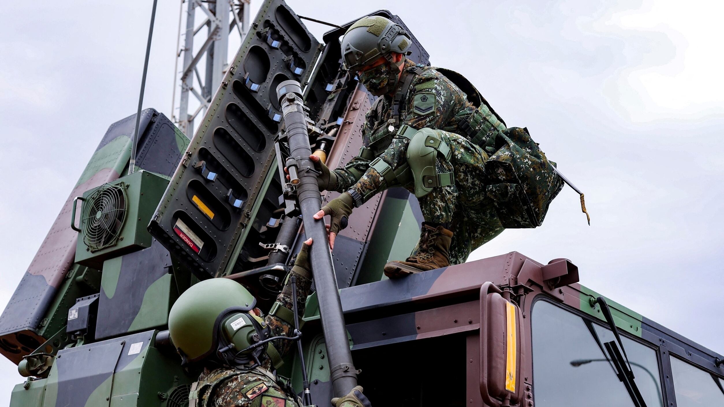 Handout of Soldiers of an artillery command of Taiwanese Army take part in a military exercise in Taiwan