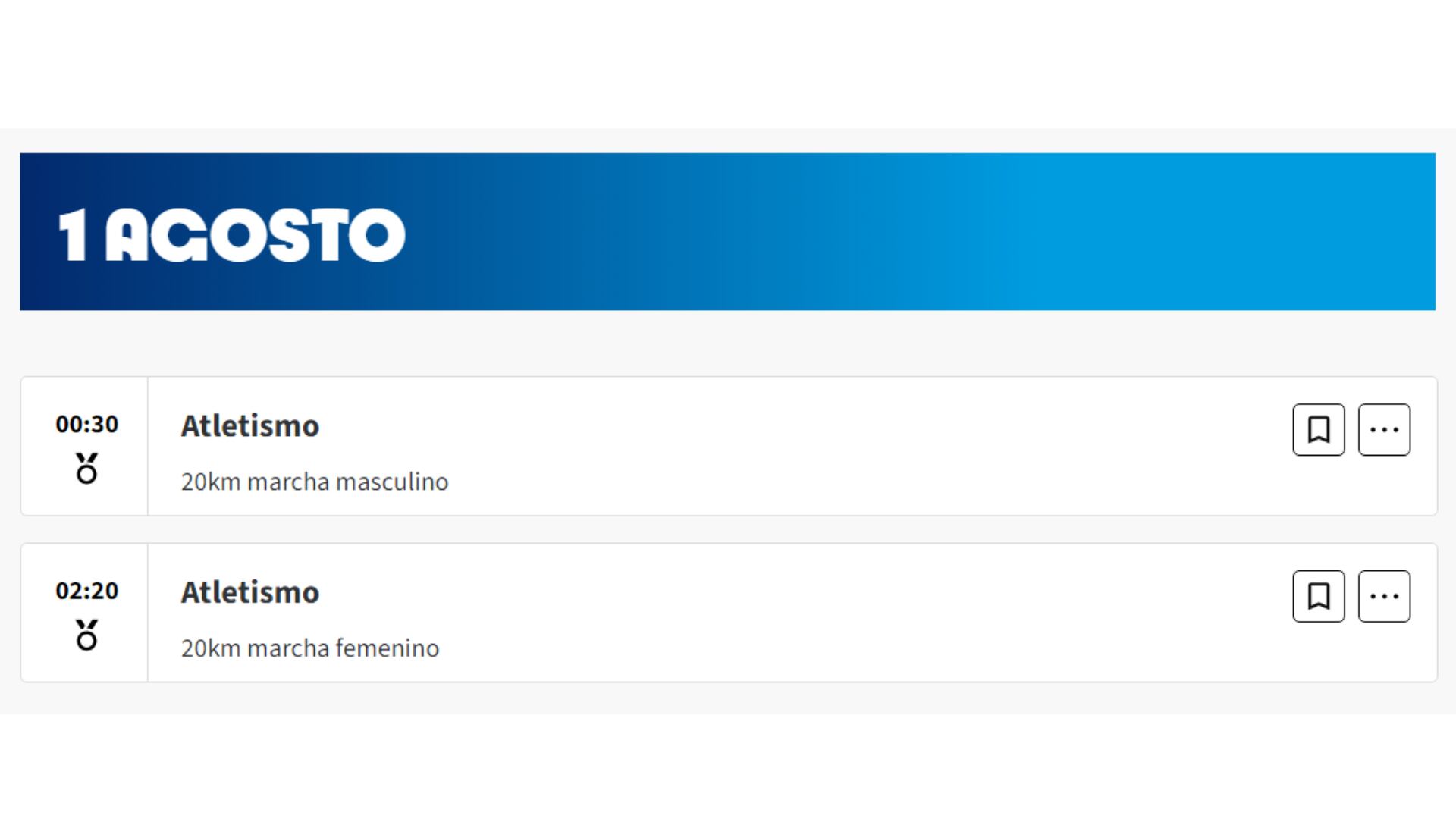 Programación de marcha atlética en París 2024.