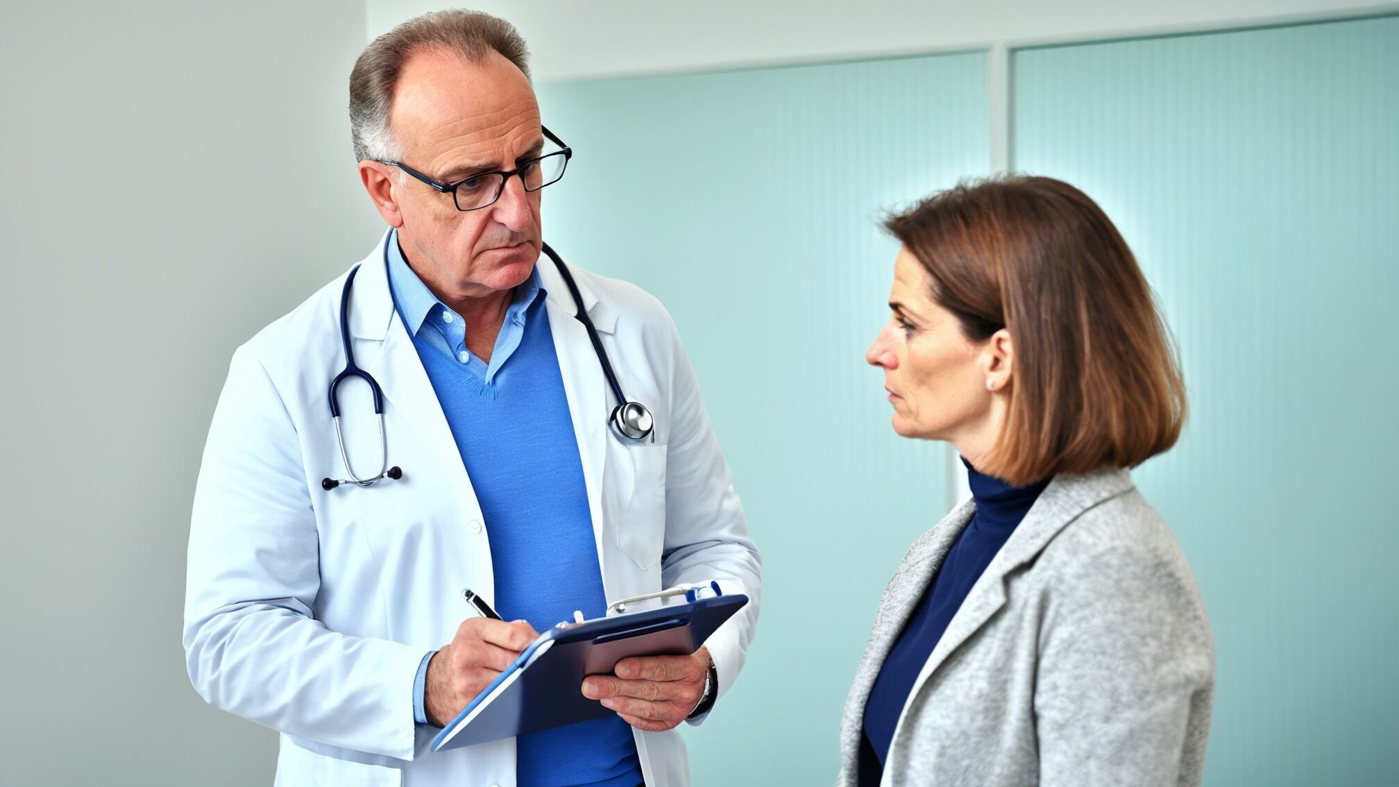 Una médica y su paciente hombre en un consultorio - (Imagen Ilustrativa Infobae)