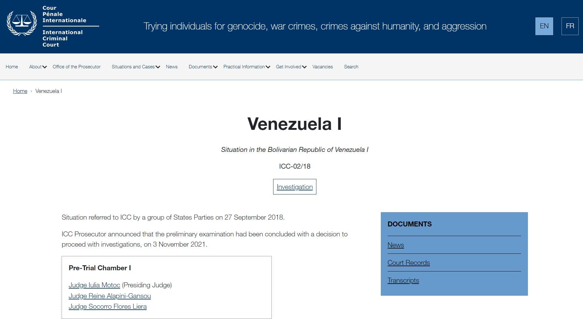 El proceso abierto en la Corte Penal Internacional