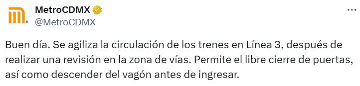 Avance en tiempo real de los trenes en cada una de las líneas del STC capitalino.