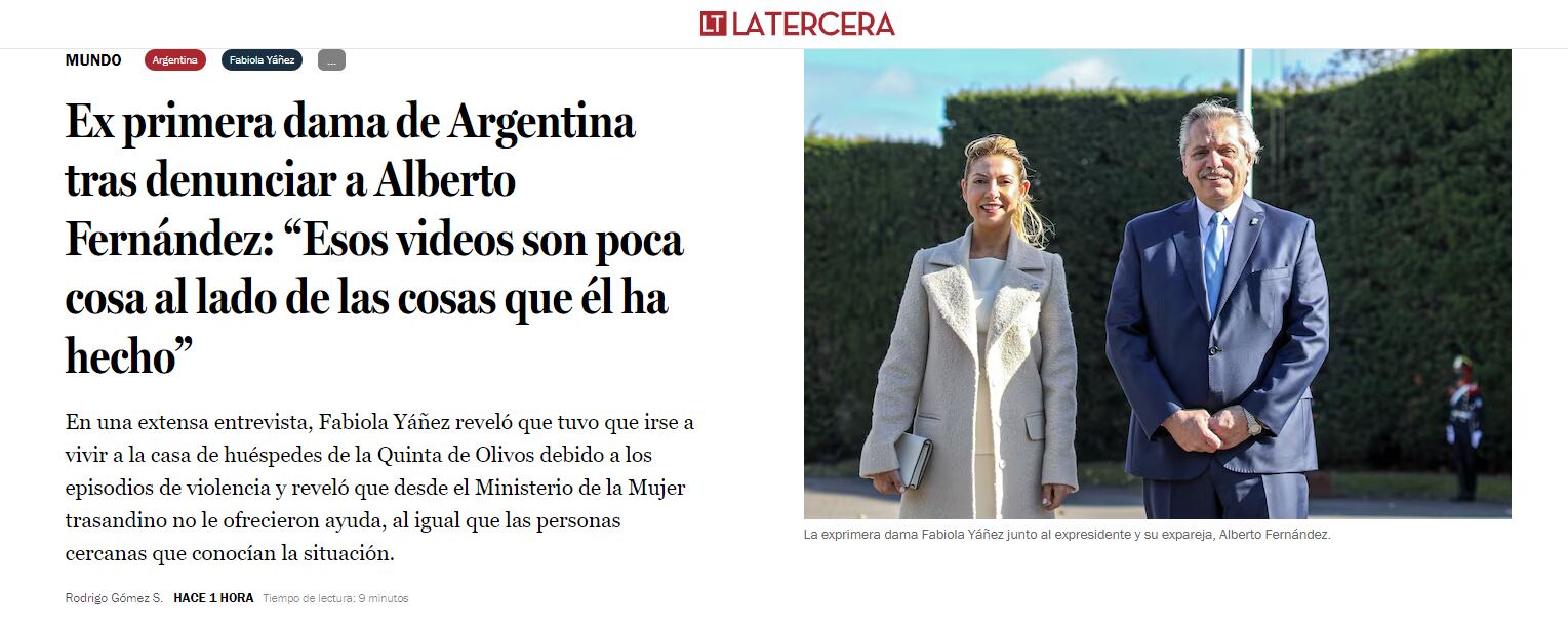 Repercusiones internacionales de la entrevista a Fabiola Yañez  La Tercera Chile