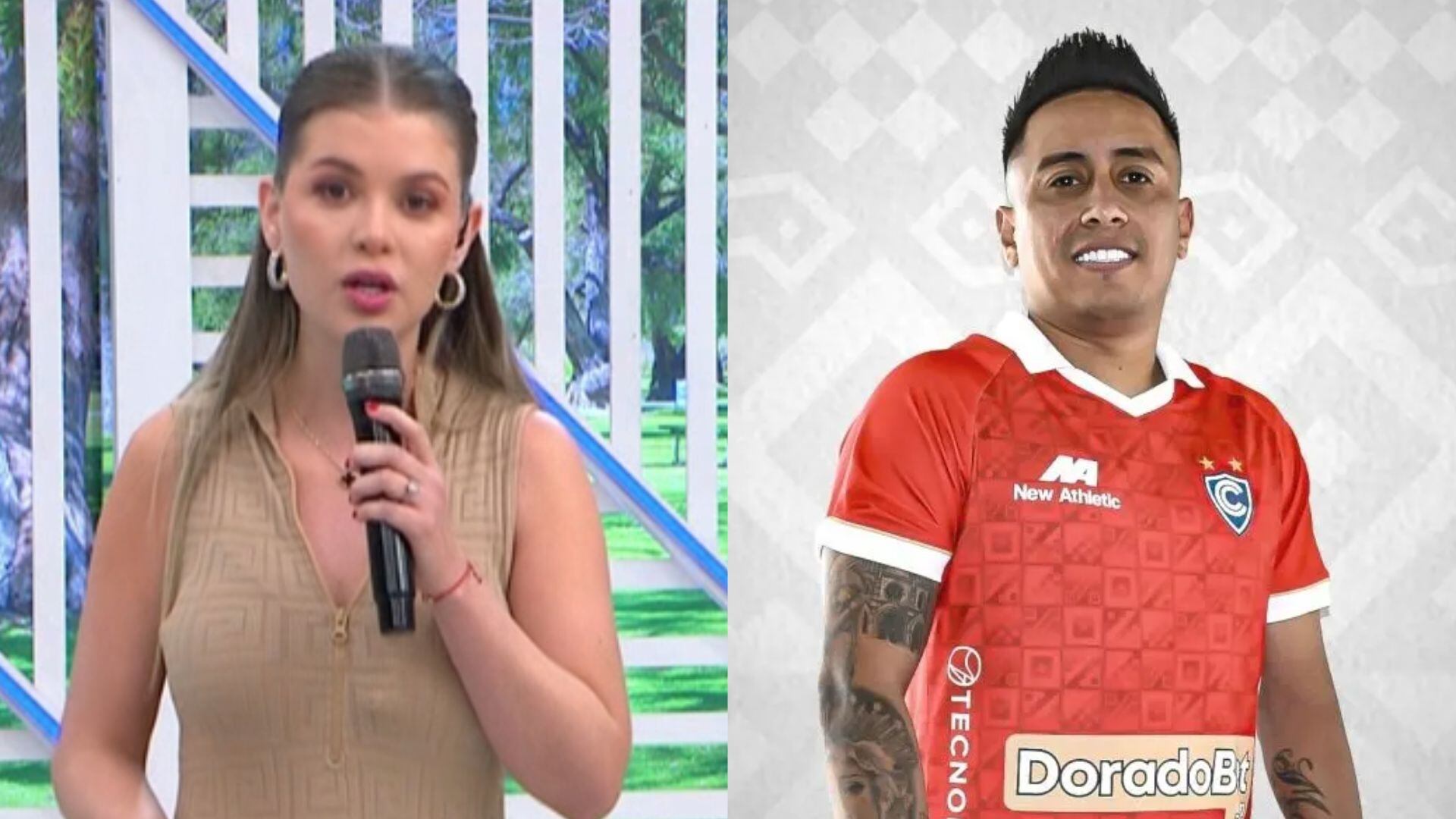 Brunella Horna y su reacción luego de que Cienciano confirmó el regreso de Christian Cueva. América Tv.