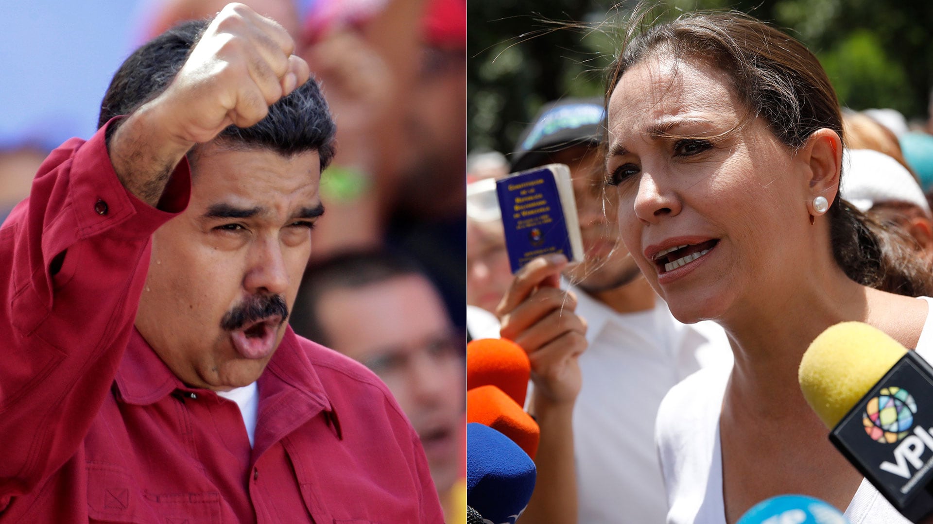 Nicolás Maduro y María Corina Machado