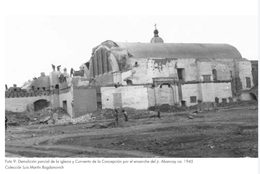 Demolición parcial del templo  para la ampliación de la avenida Abancay. (Foto:Perú barroco)