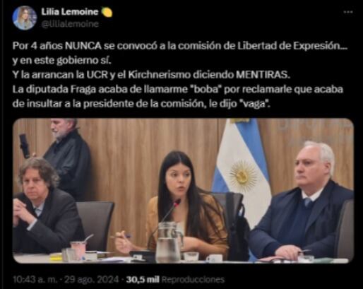 El tweet de Lilia Lemoine sobre el escándalo