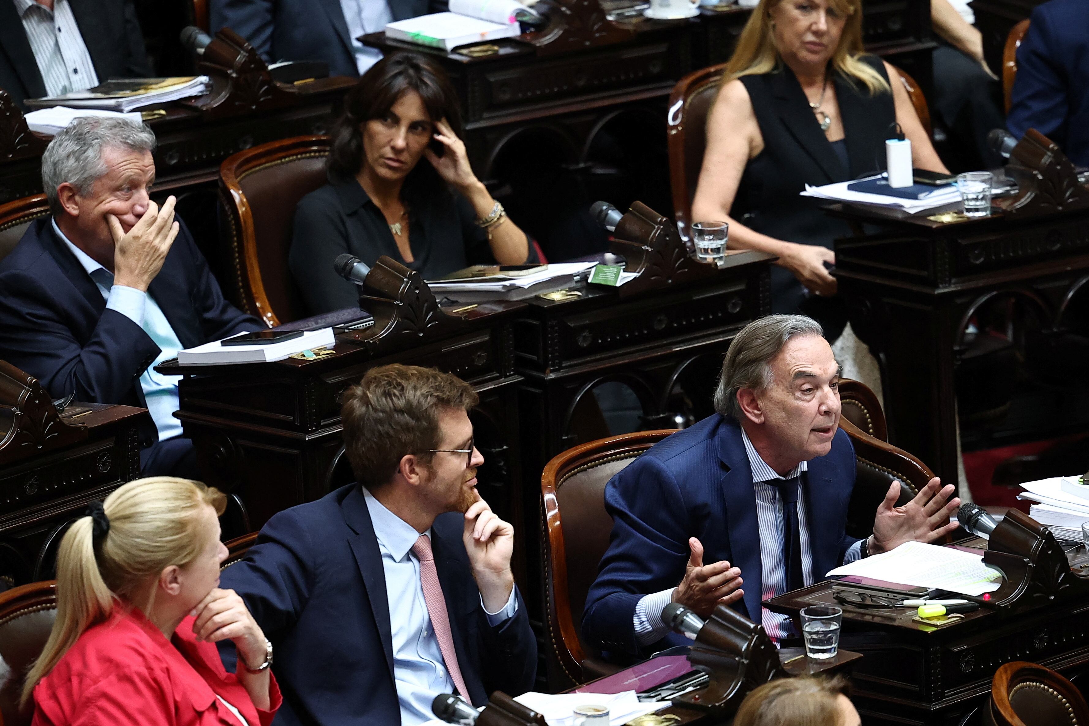 Argentinian politician Miguel Angel Pichetto speaks during a debate on Argentina's President Javier Milei's economic reform bill, known as the 'omnibus bill', at the National Congress, in Buenos Aires, Argentina, February 2, 2024. REUTERS/Agustin Marcarian