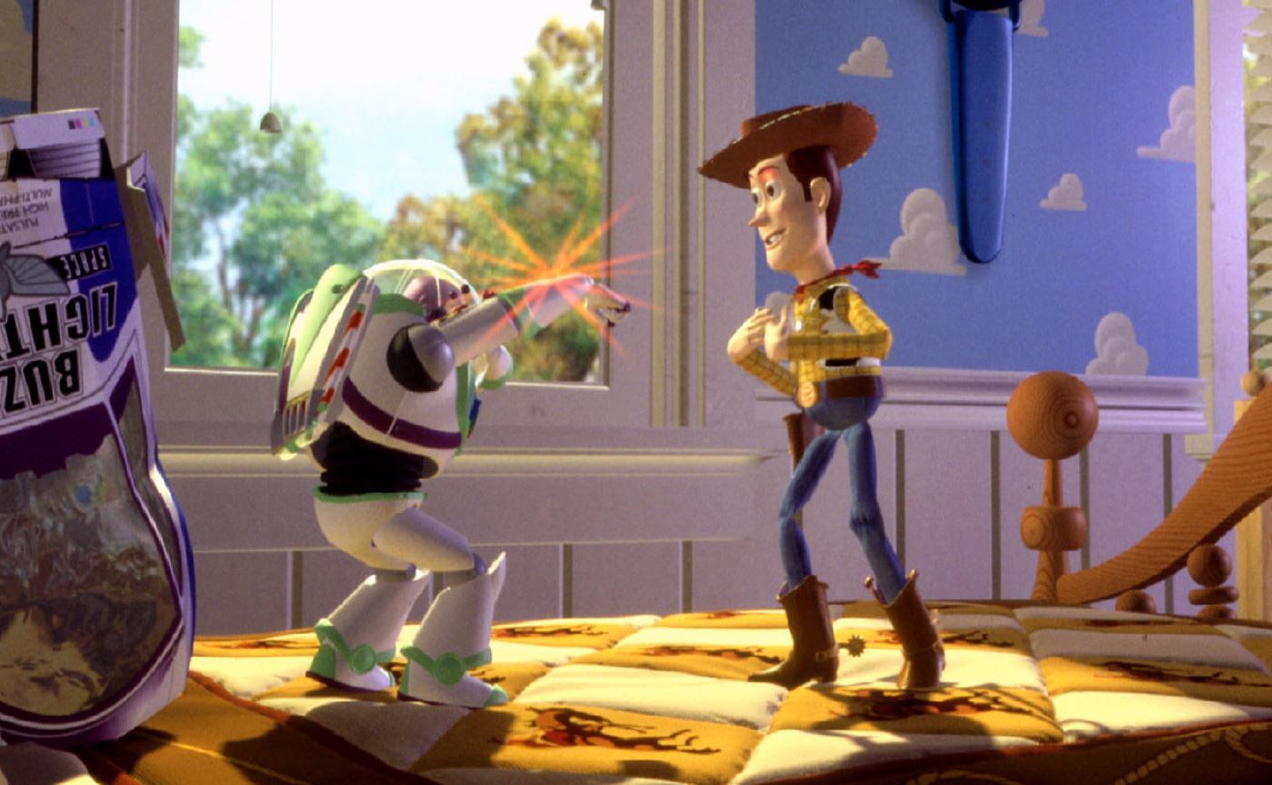 Buzz Lightyear y Woody en "Toy Story".Credit Pixar/Disney