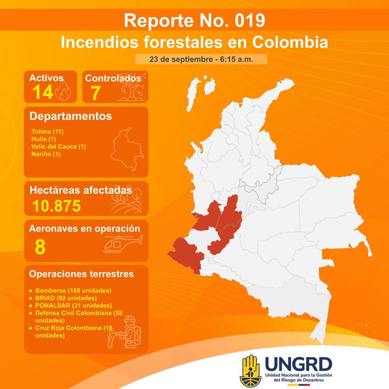 Ungrd dio el reporte para el lunes 23 de septiembre - crédito @UNGRD/X