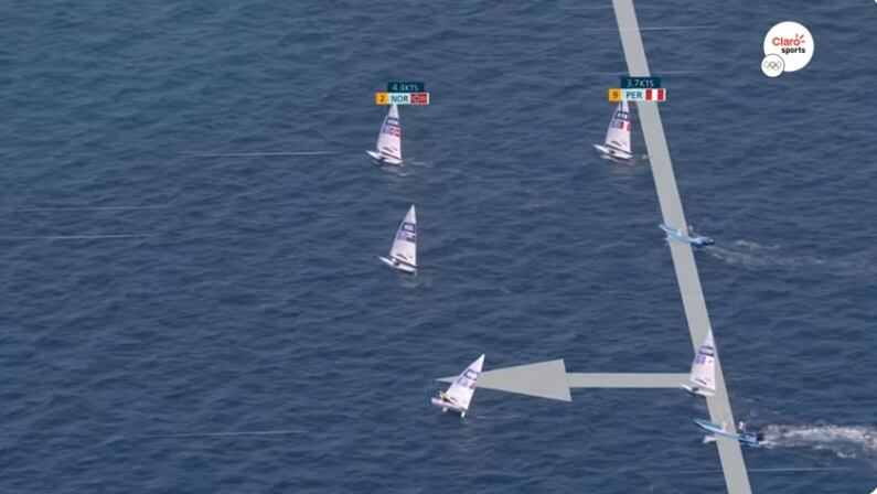 Stefano Peschiera en la final de vela en los Juegos Olímpicos de París 2024