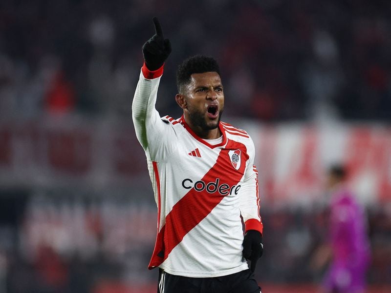 Miguel Borja es el artillero de River Plate y entre los primeros en la Copa Libertadores 2024 con 6 dianas. - créditos: REUTERS/Agustin Marcarian