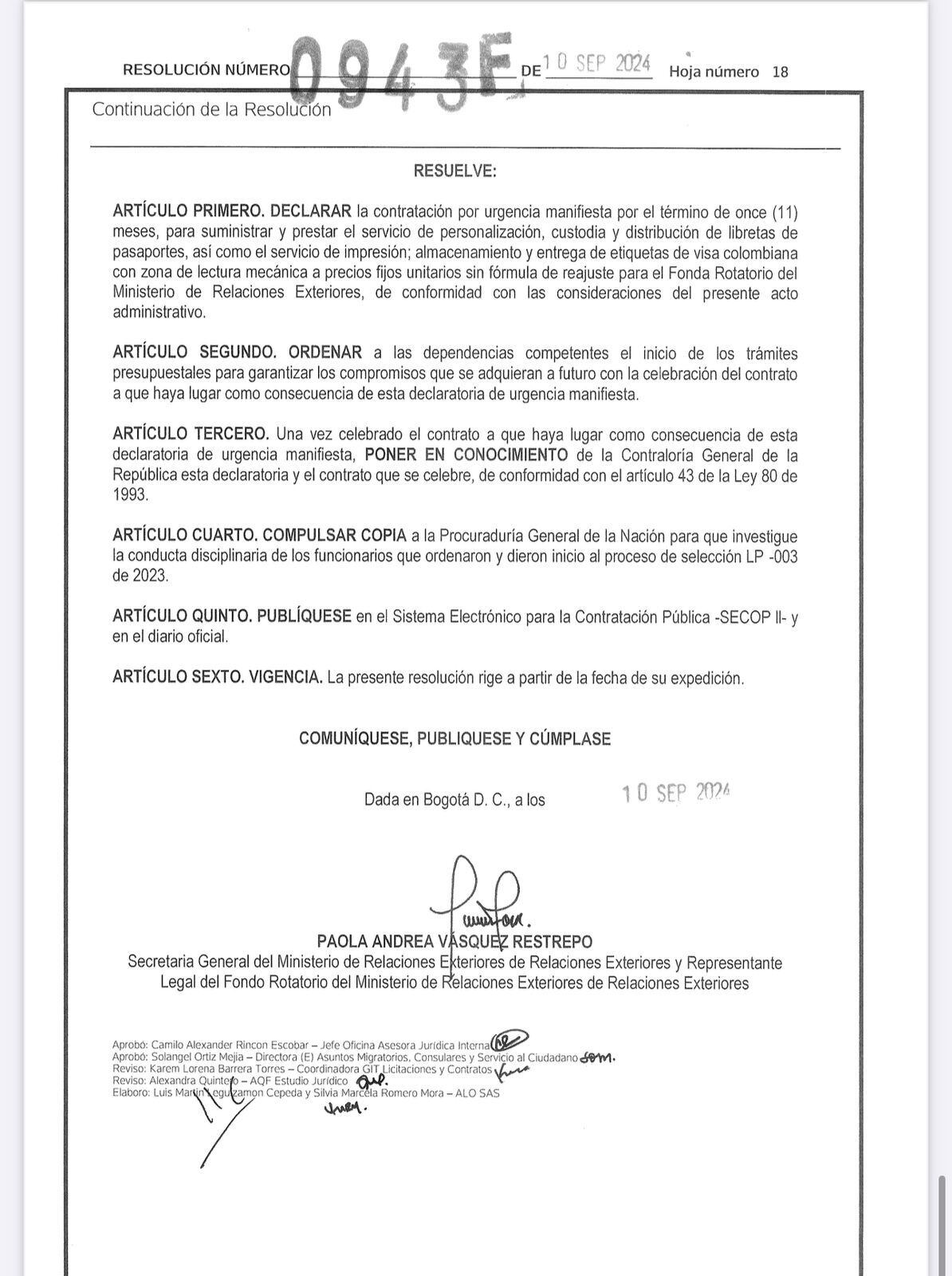 La Cancillería colombiana asigna $368.938 millones para la expedición de pasaportes hasta 2026 - crédito red social X