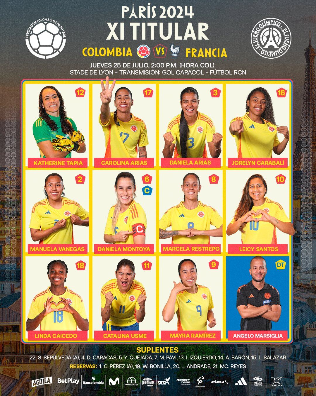 La selección Colombia jugará con Linda Caicedo, Catalina Usme y Mayra Ramírez en su tridente de ataque - crédito Federación Colombiana de Fútbol