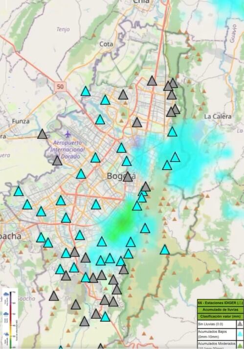 En la mañana del 30 de septiembre se reportan lluvias en cuatro localidades en la capital del país - crédito Idiger