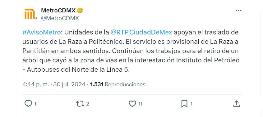 suspenden servicio Línea 5 Metro CDMX - 30 julio