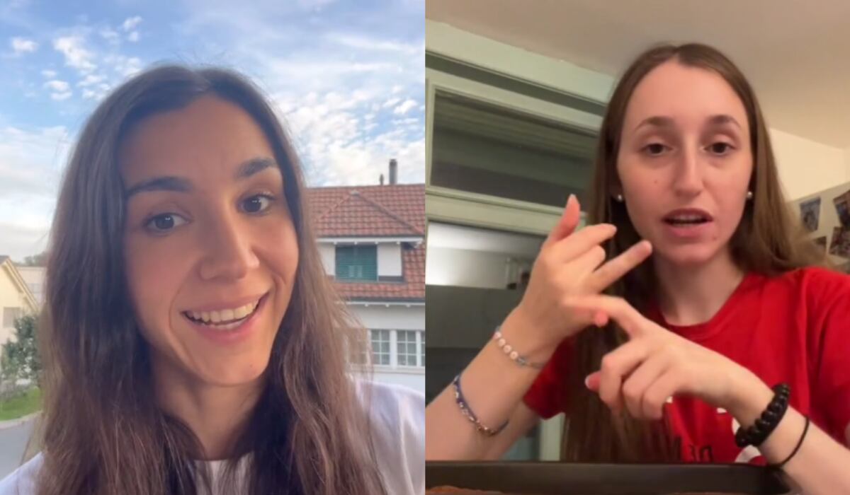 Luna (@lunamm22) y Sara (@sarainzurich) en sus vídeos de Tiktok