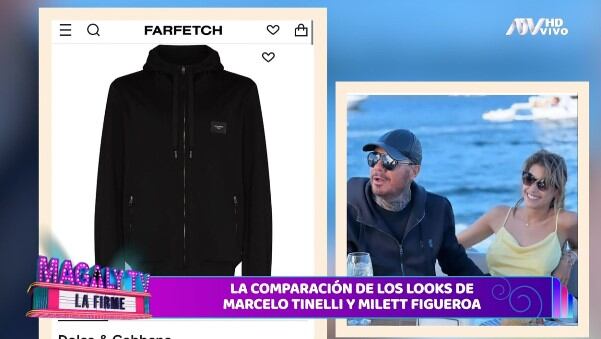 Milett Figueroa usa carteras bambas, mientras Marcelo Tinelli luce exclusivas marcas: “Cualquiera le regala una de las reales”. (Captura: Magaly TV La Firme)