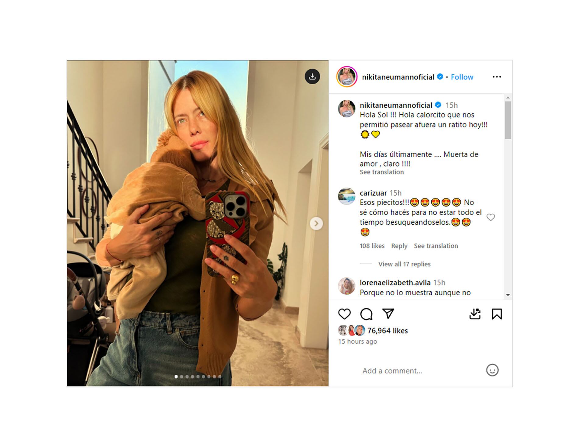 Nicole Neumann mostró su rutina con su bebé