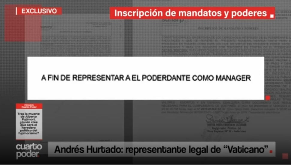 Andrés Hurtado es el apoderado legal de la fortuna de 'Vaticano, uno de los narcos más poderosos de Perú