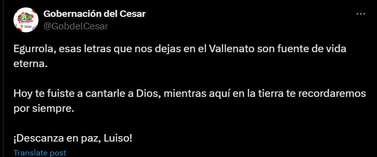 Gobernación del Cesar recordó el legado de Luis