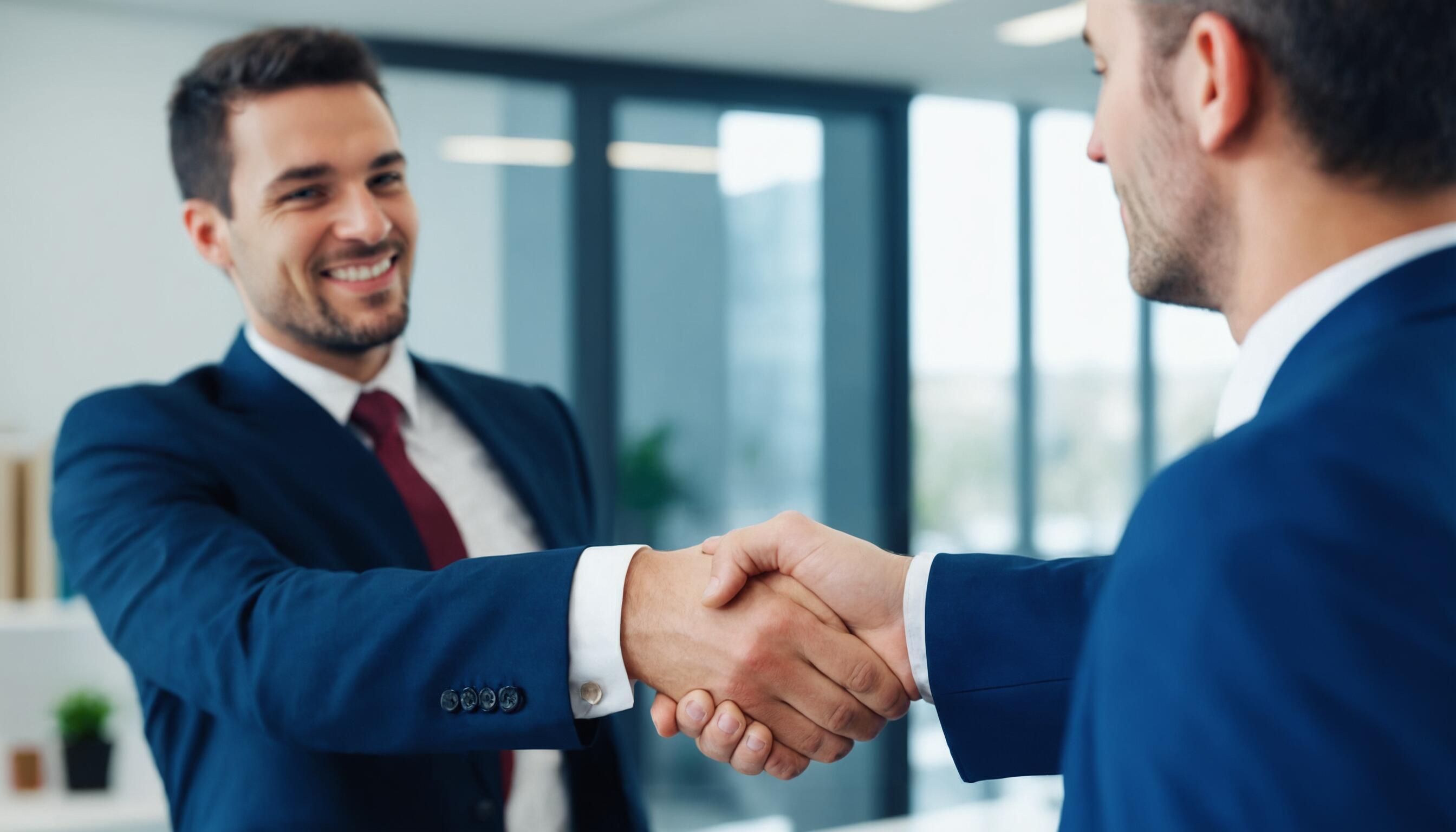 Imagen de liderazgo corporativo: CEOs de empresa, ataviados en trajes, estrechan manos firmando un acuerdo estratégico. Este apretón de manos simboliza la colaboración, la gerencia efectiva y el trabajo en equipo en el mundo empresarial. (Imagen Ilustrativa Infobae)