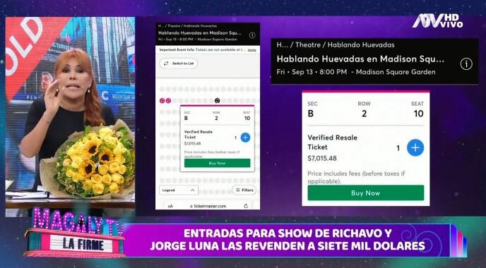 Entradas para ‘Hablando Huevadas’ en Madison Square Garden se revenden a 7 mil dólares tras sold out. (Captura: Magaly TV La Firme)