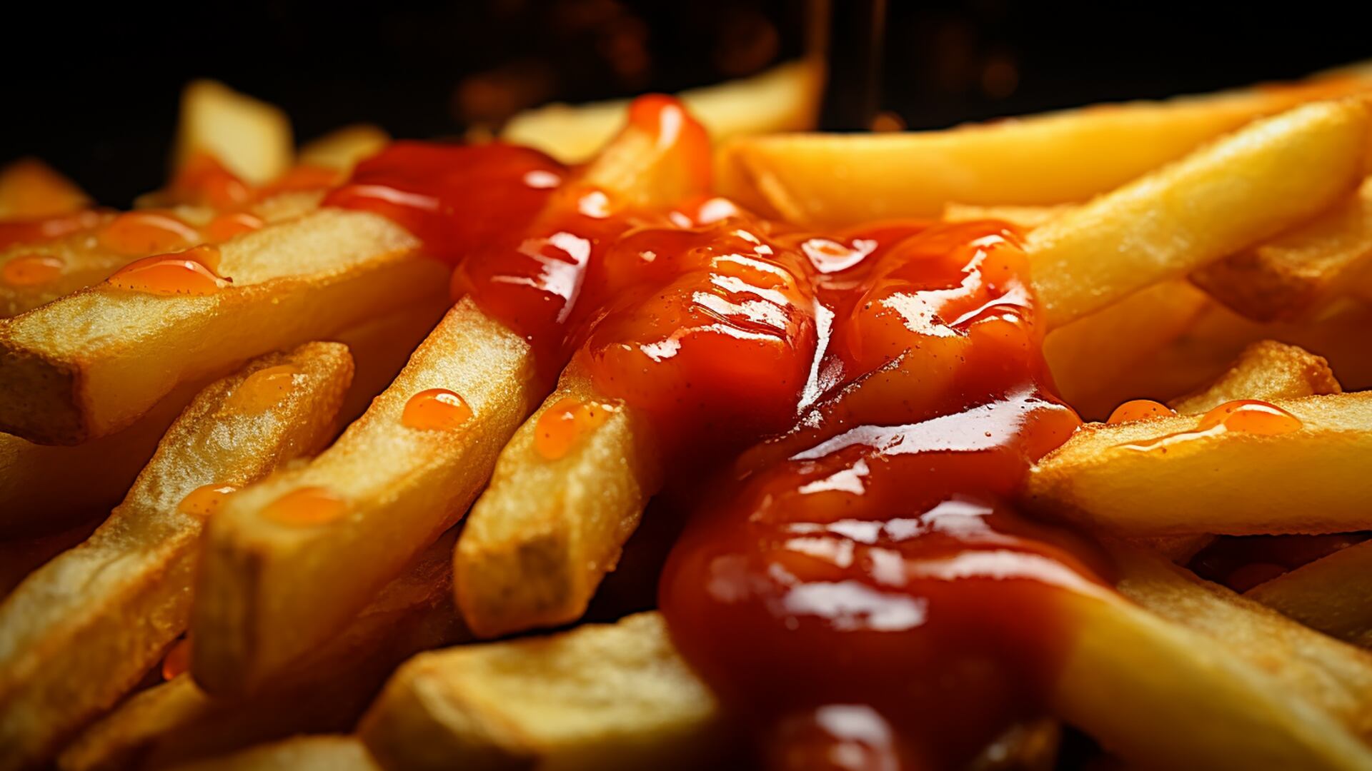 Papas fritas patatas fritas catsup fries ketchup salsa tomate - visualesIA