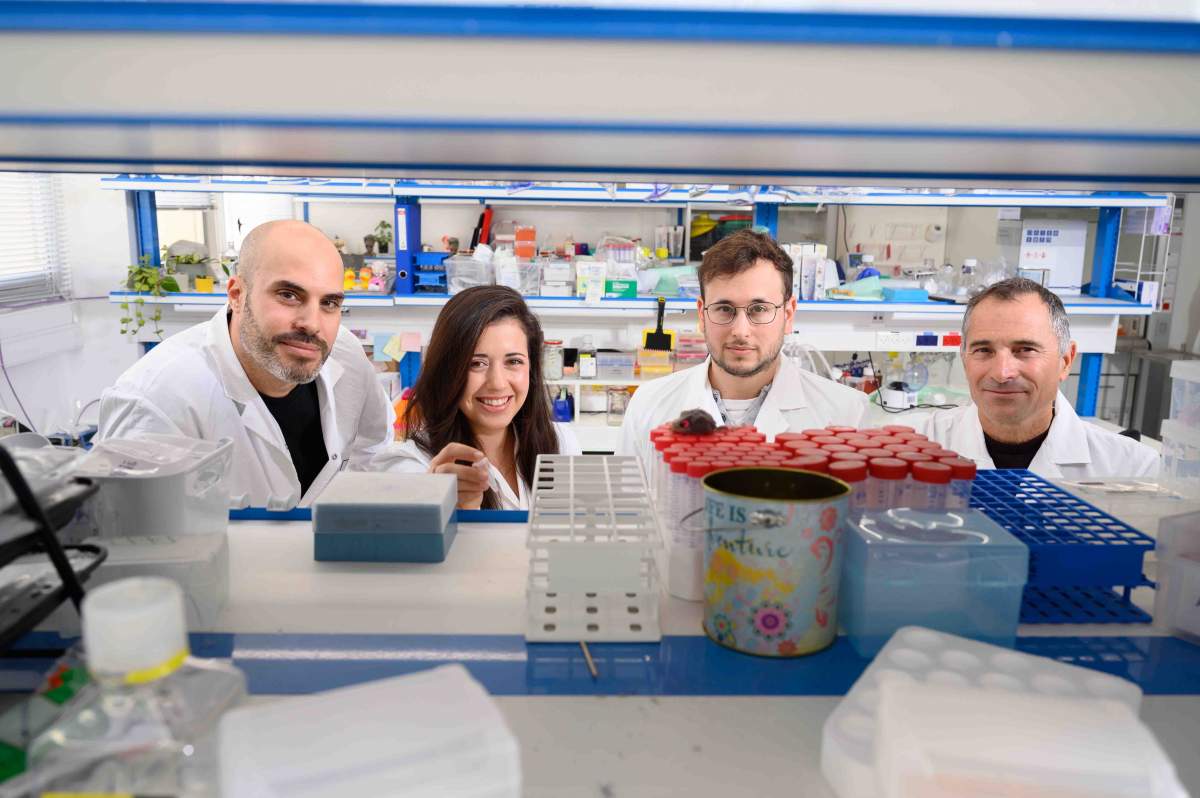 (izq.) Dr. Rony Dahan, Yuval Shapir Itai, Oren Barboy y Prof. Ido Amit Investigación de inmunoterpia contra el cáncer (Instituto Weizmann)