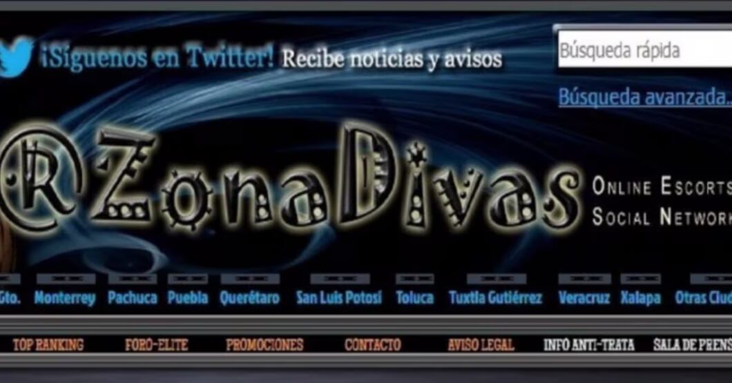 La vieja web de Zona Divas, hoy eliminada