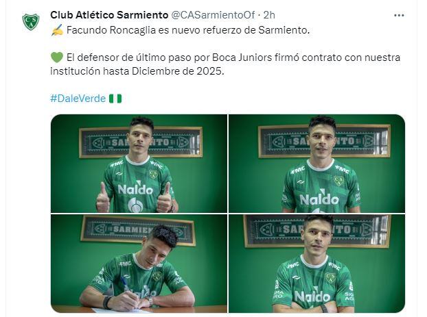 facundo roncaglia firmó con sarmiento de junín