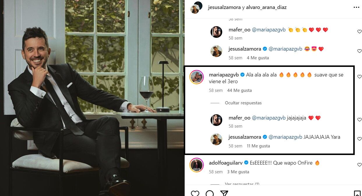 María Paz Gonzáles Vigil y sus coquetos comentarios hacia Jesús Alzamora en agosto del 2023. IG