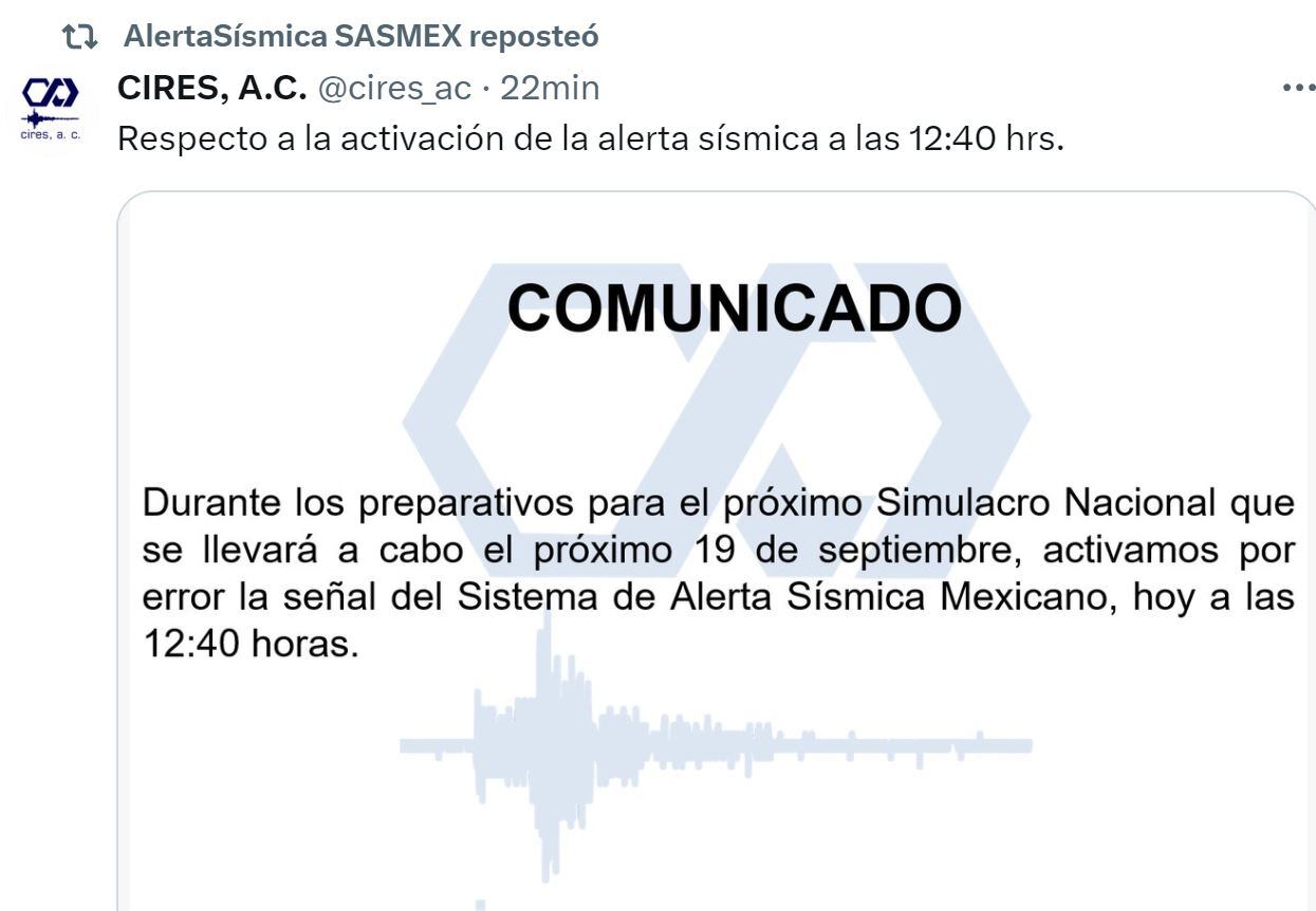 Sismo México. (Foto: Sasmex)